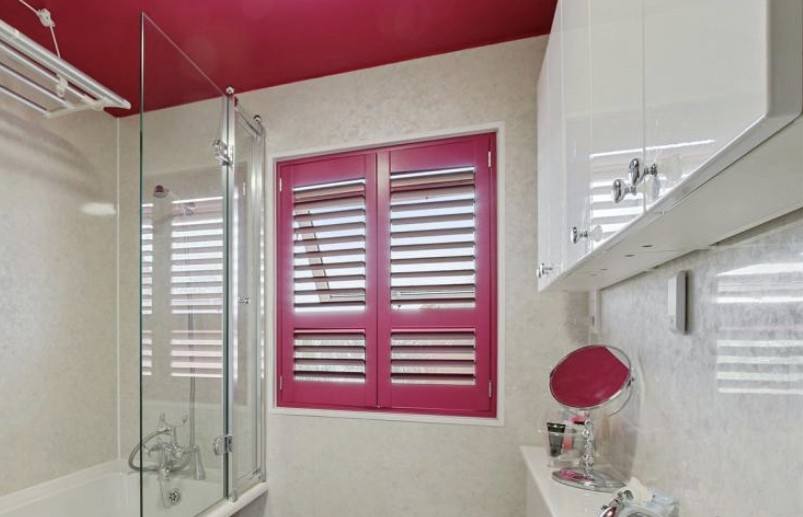 Waterproof shutters fitted in a bathroom